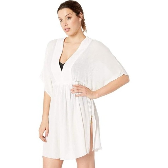 LAUREN RALPH LAUREN Swim Cover-Up - White Size M Crinkle Tunic‎ Cover-Up Dress - Picture 2 of 7
